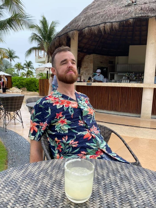 Tristan enjoying vacation by the beach
